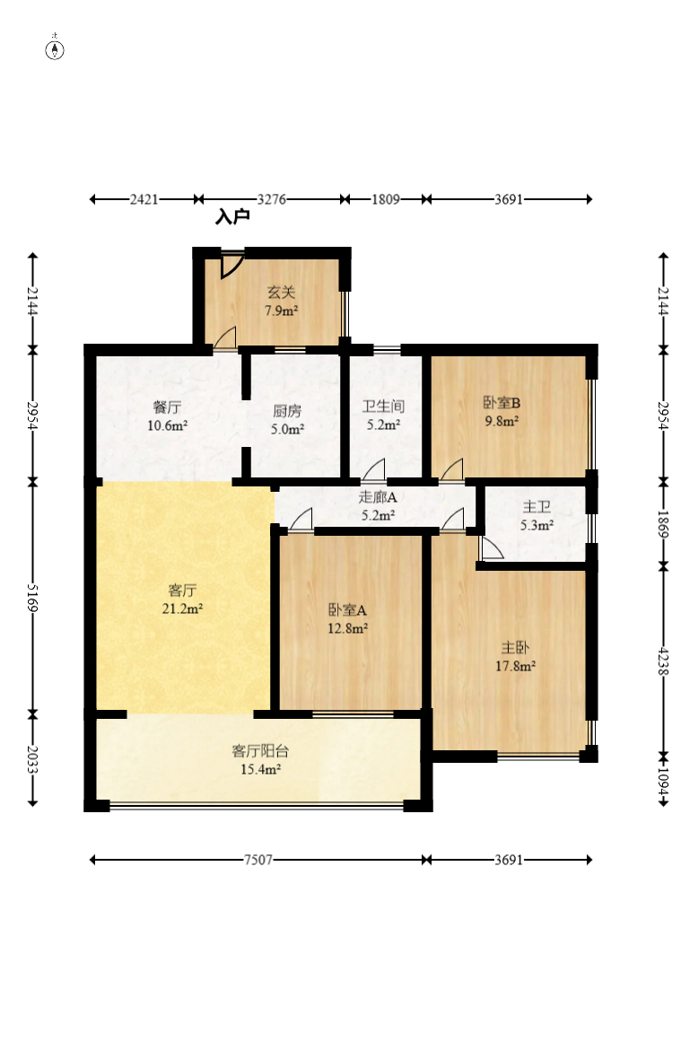 中建芙蓉嘉苑  3室2廳2衛(wèi)    108.0萬室內(nèi)圖1
