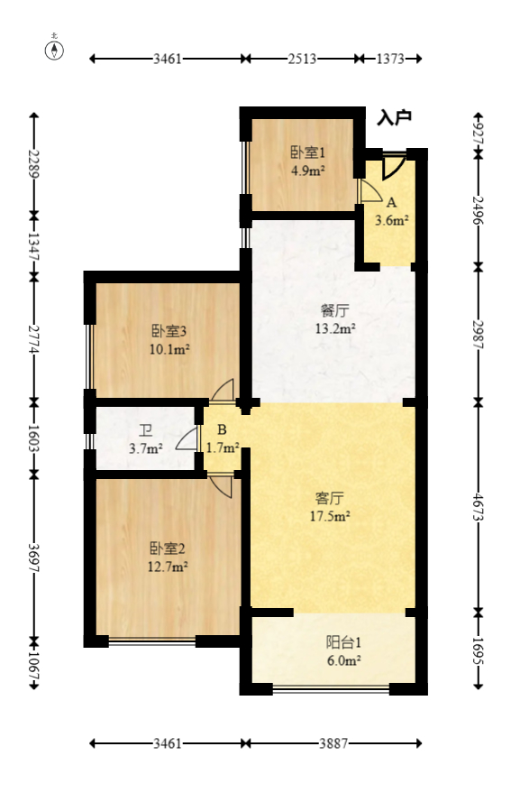 都市兰亭 3室2厅1厨1卫 84.00万室内图1