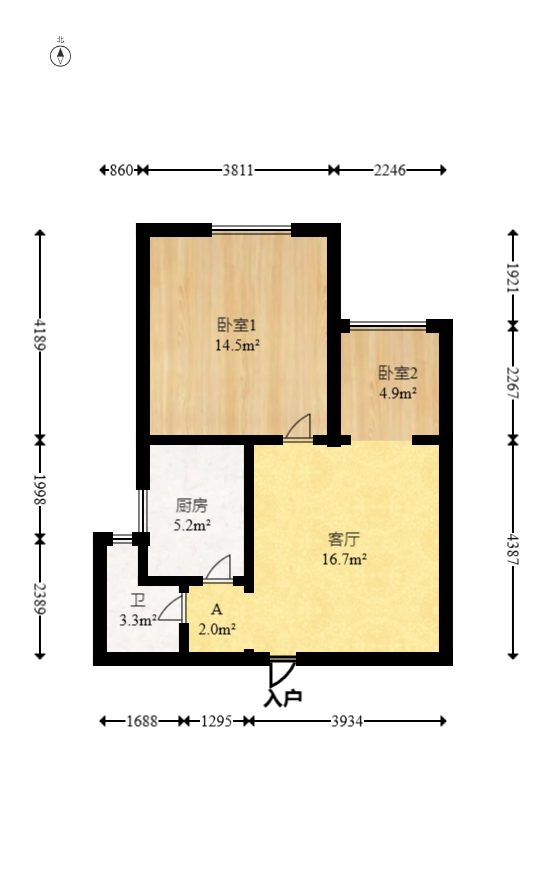 万博汇  2室1厅1卫   65.00万室内图1