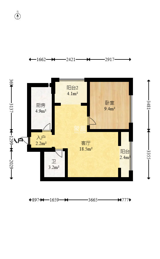 荣泰广场  1室2厅1卫   58.00万