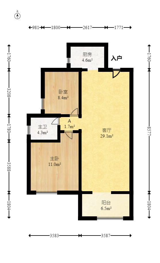 星雅美辰  2室2厅1卫   60.00万室内图1