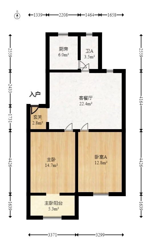 长沙船舶厂宿舍  2室1厅1卫   48.00万室内图1