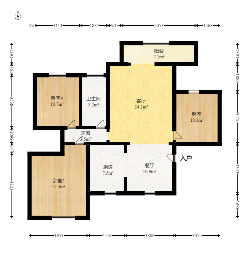 三景国际  3室2厅2卫   59.80万室内图1