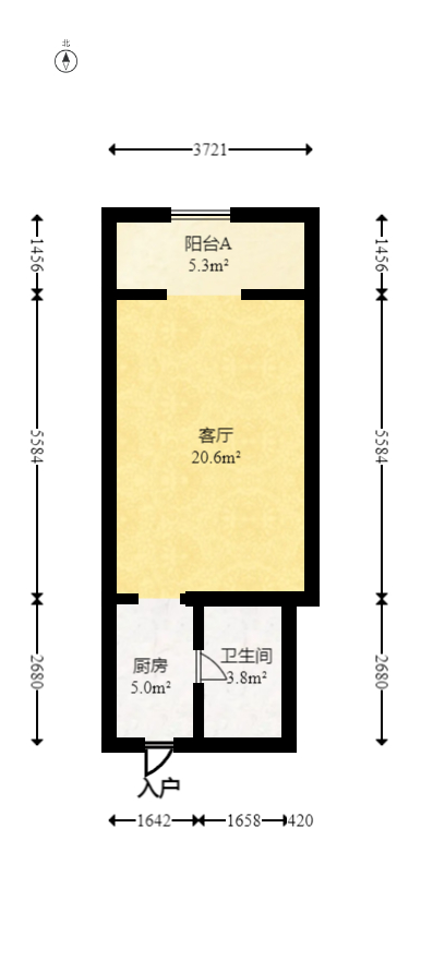 保利国际广场  1室1厅1卫   52.00万室内图1