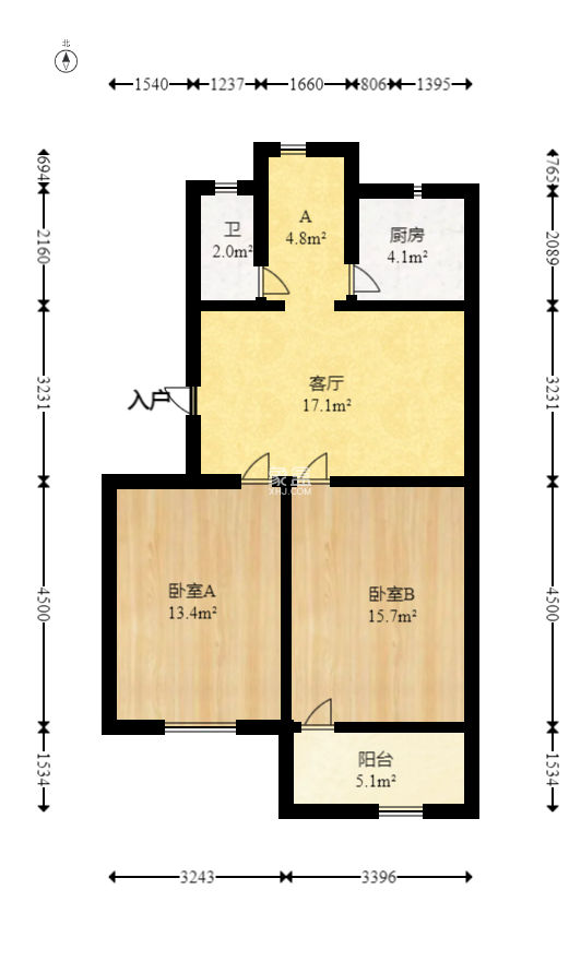 粮一库  2室1厅1卫   50.00万