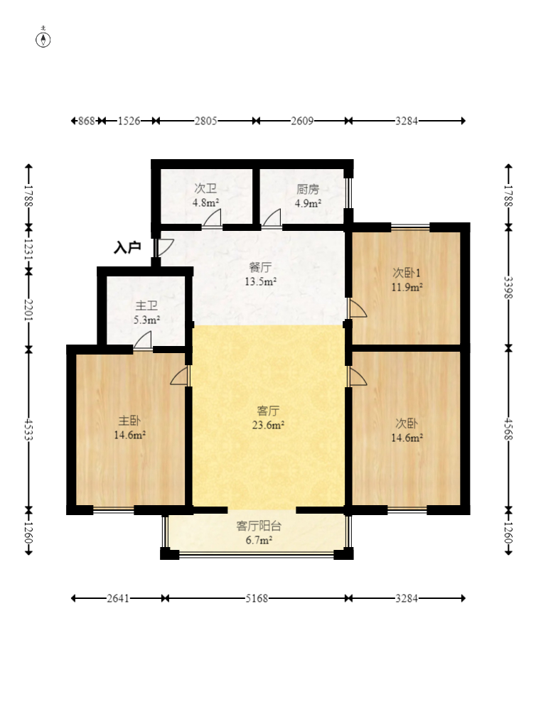 电力明园 3室2厅2卫 143.0万 电力明园 3室2厅2卫 143.0万户型图