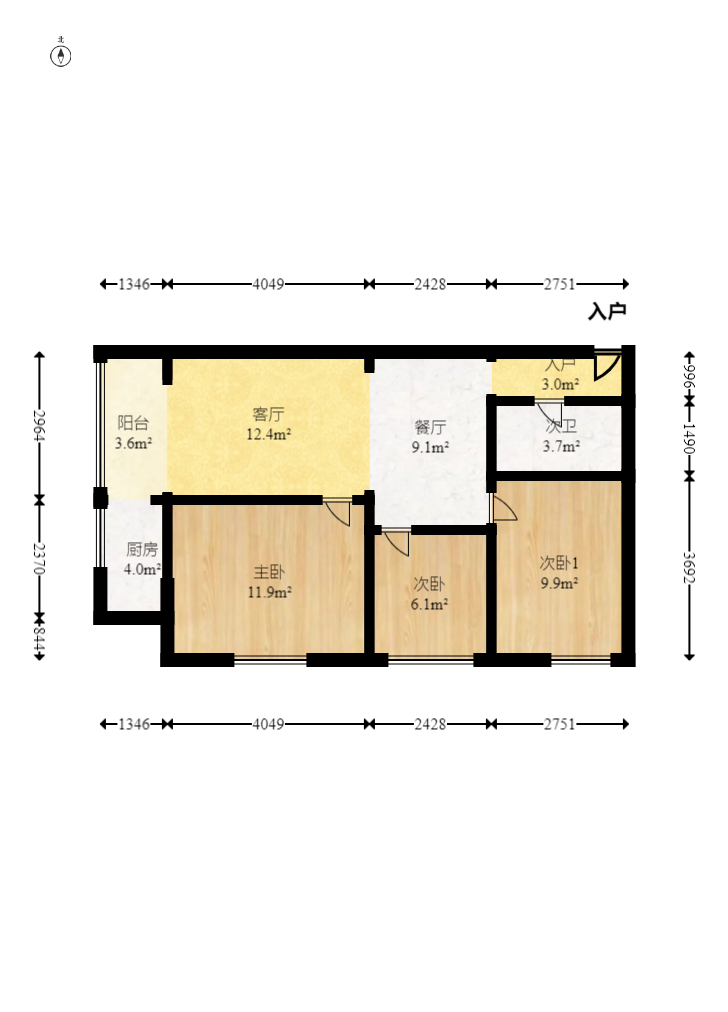 中机公寓 3室2厅1卫 112.0万 中机公寓 3室2厅1卫 112.0万户型图