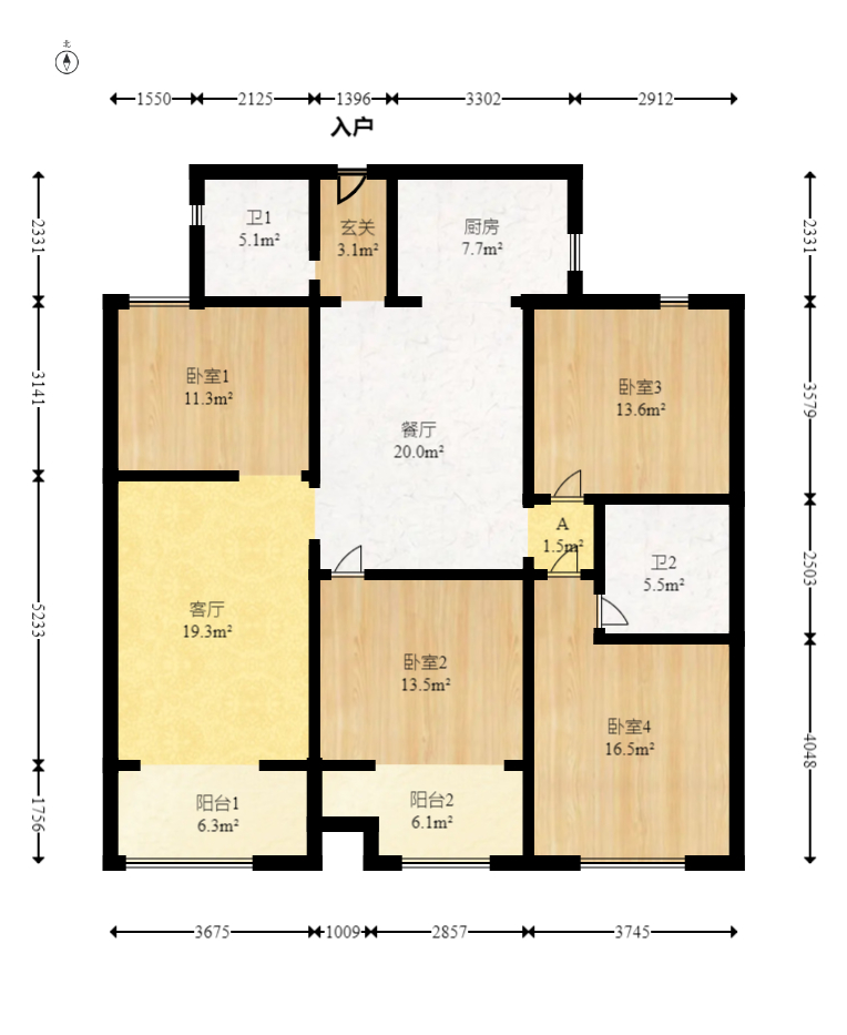 越秀湘江星汇城二期 5室2厅3卫 189.0万 越秀湘江星汇城二期 5室2厅3卫 189.0万户型图