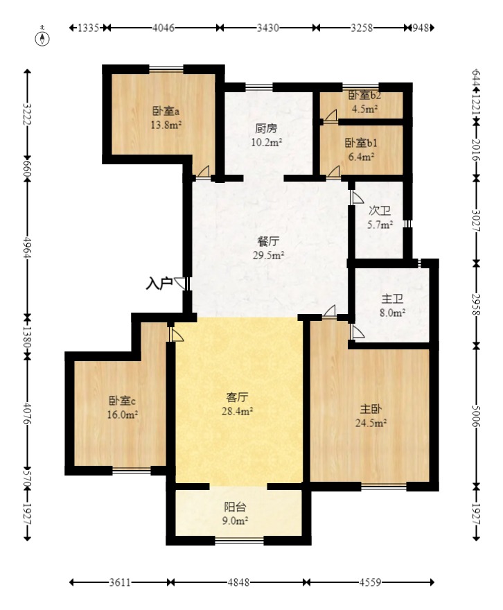 华润桃源里  4室2厅2卫   92.00万室内图1