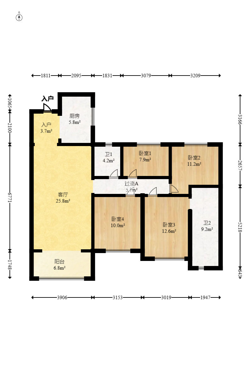 保利中環(huán)廣場(chǎng)（保利中悅苑）  4室2廳2衛(wèi)   225.00萬(wàn)