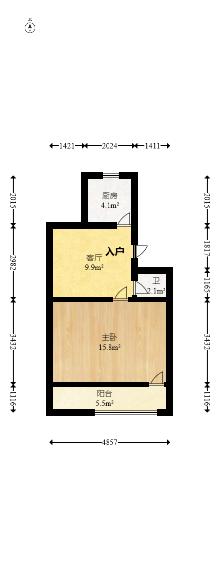 燕山街社区  1室1厅1卫   32.00万室内图1