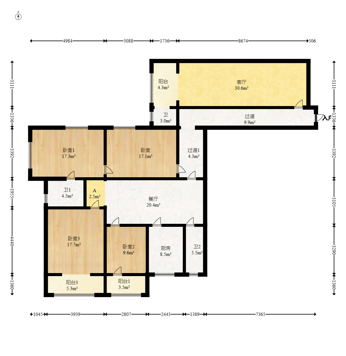 新大新  4室2厅2卫    189.0万室内图1