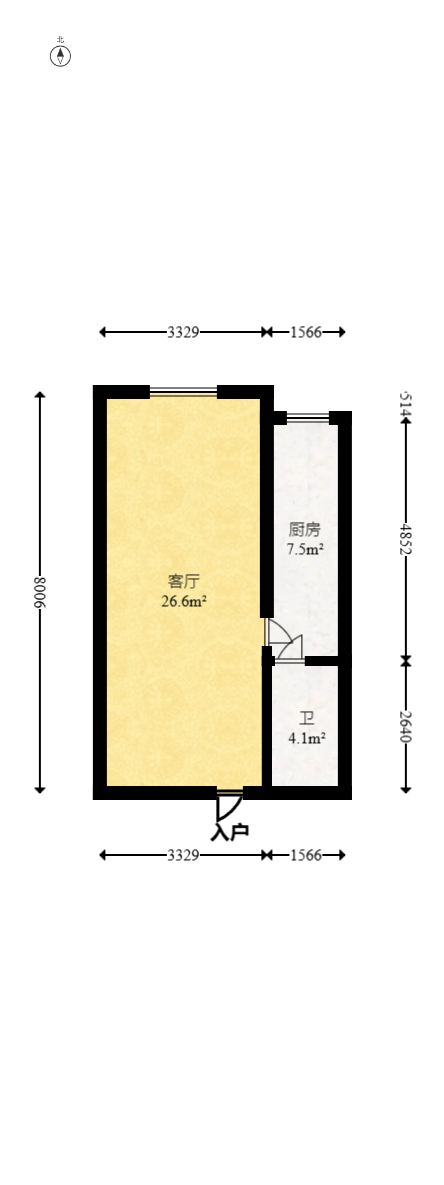 汀兰雅苑  1室1厅1卫   46.00万室内图1