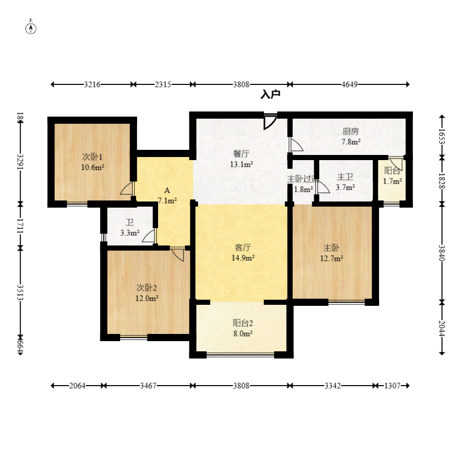 钱隆世家 3室2厅2卫 100.0万 钱隆世家 3室2厅2卫 100.0万户型图