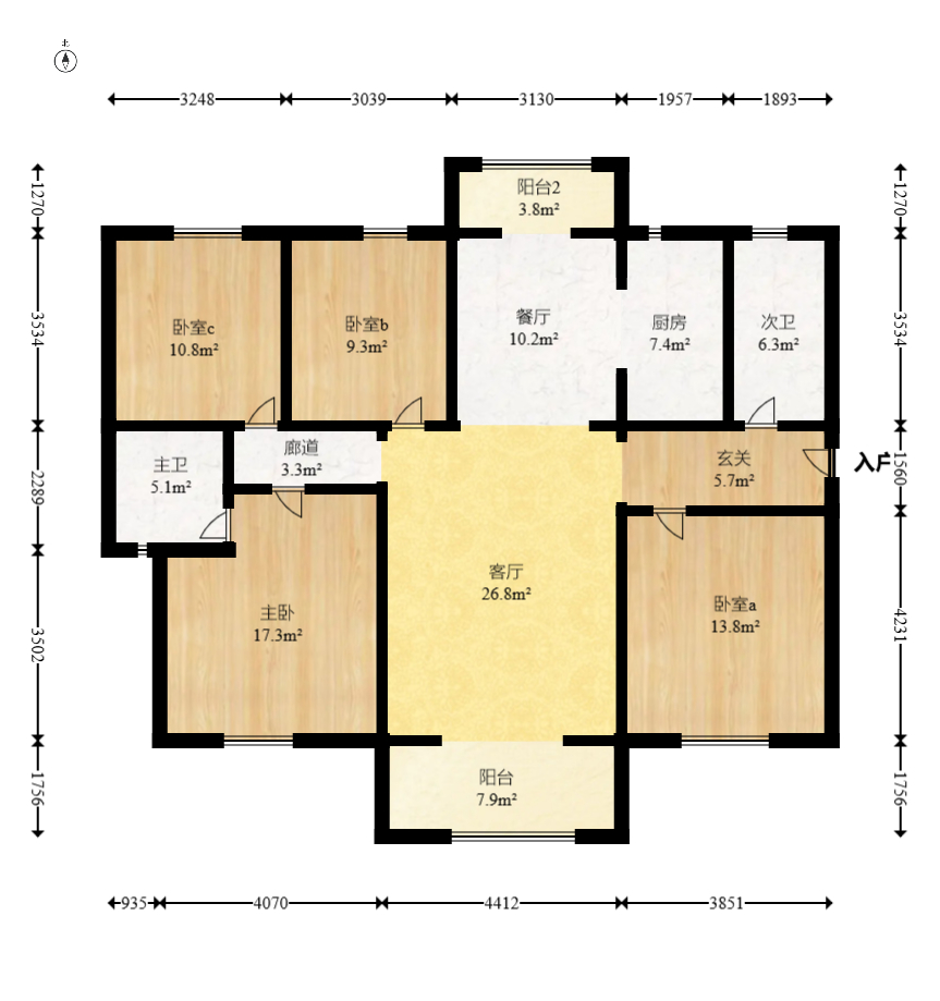 中国铁建梅溪青秀三期  4室2厅2卫   178.00万室内图1