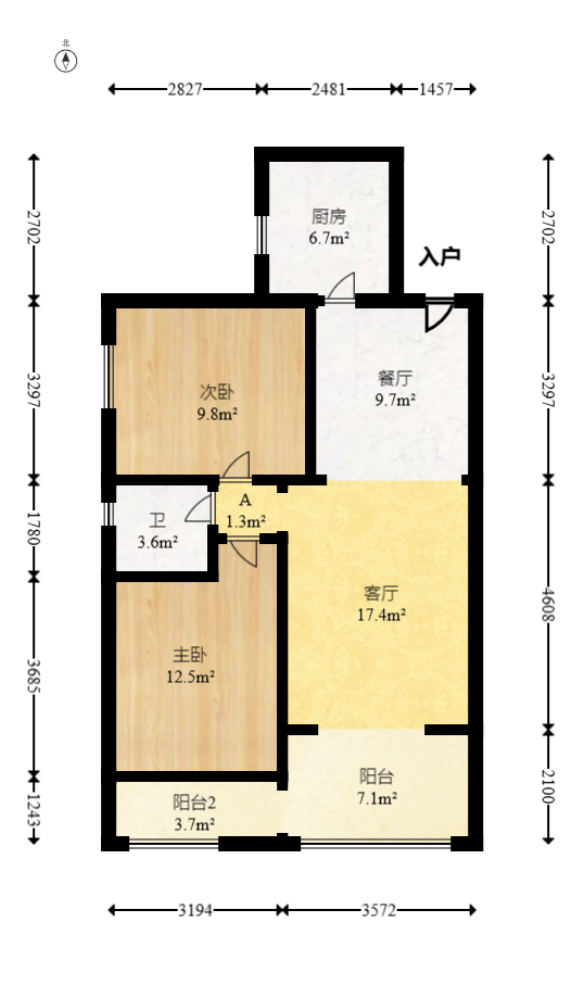 幸福考拉789  2室2厅1卫    58.0万室内图1