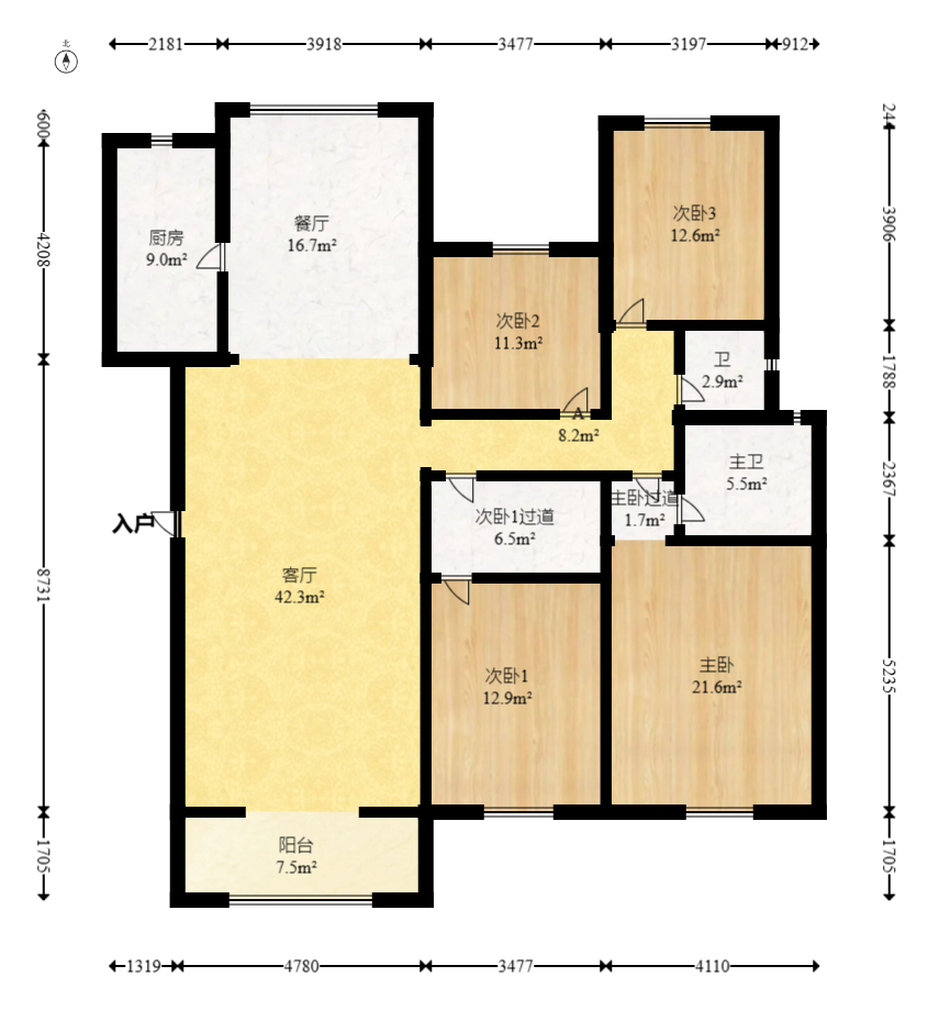 幸福考拉 4室2厅2卫 142.0万 幸福考拉 4室2厅2卫 142.0万户型图