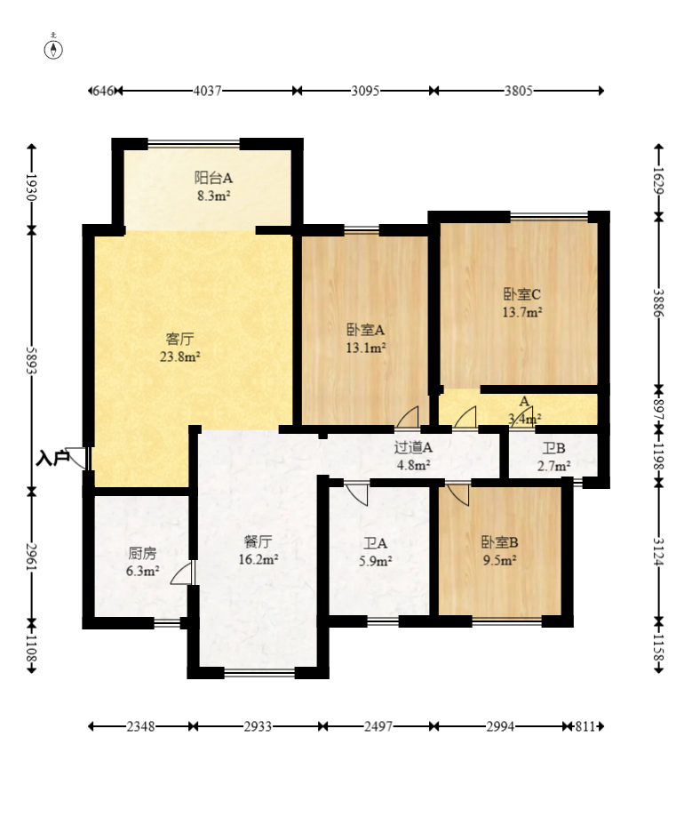 中建嘉和城  3室2厅2卫   125.00万室内图1