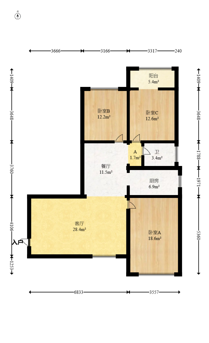 展览馆科协宿舍  3室2厅1卫   138.00万室内图1