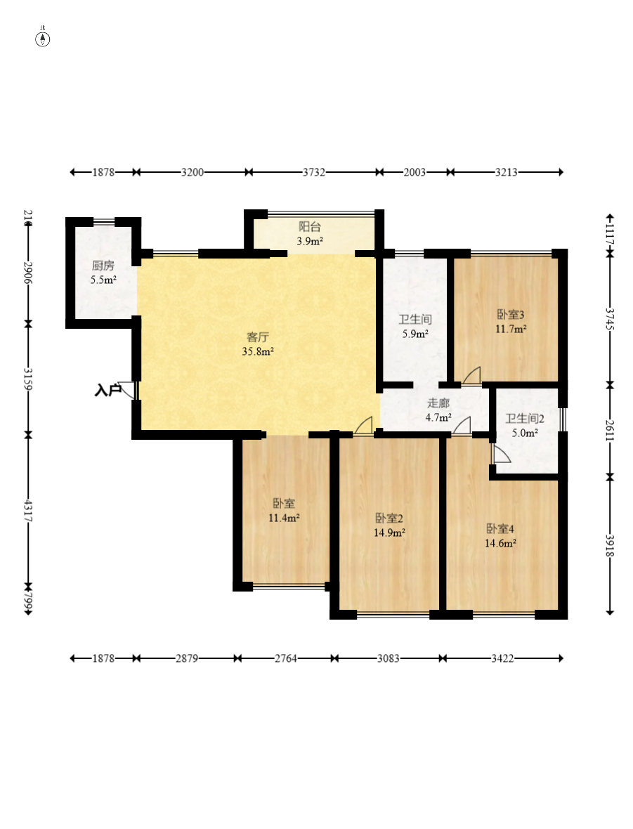 东方美地 4室2厅2卫 108.8万 东方美地 4室2厅2卫 108.8万户型图