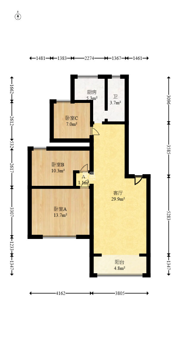锦绣家园  3室2厅1卫    84.98万