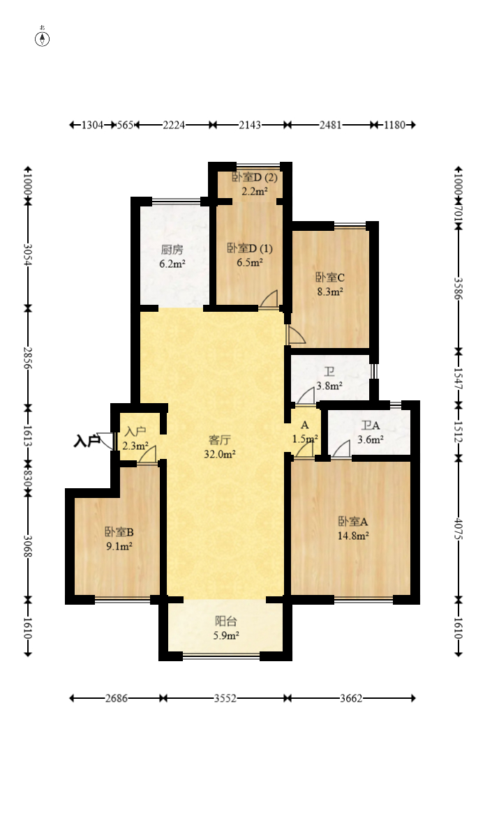 万科里梅溪郡  4室2厅2卫   273.00万室内图1