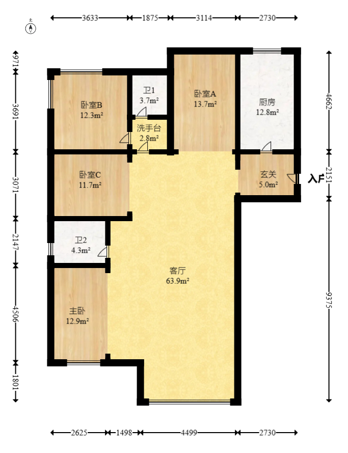 建投象山国际  4室2厅2卫   145.00万室内图1