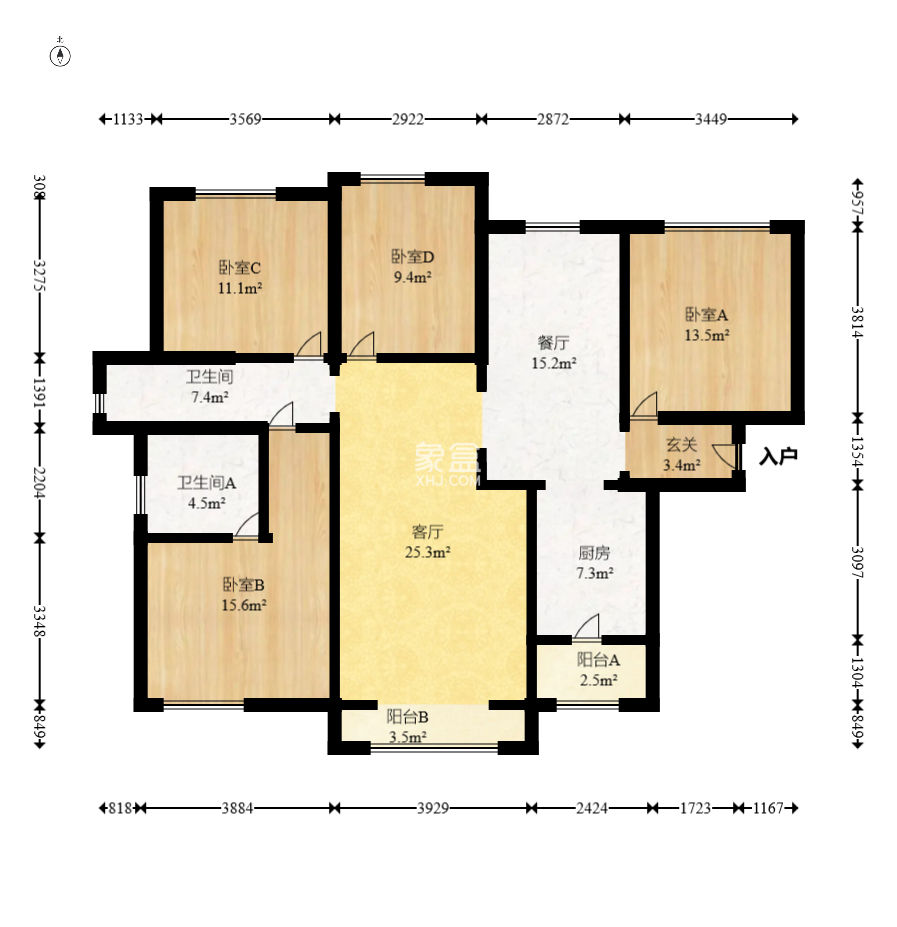 亚华香舍花都  4室2厅2卫    136.0万