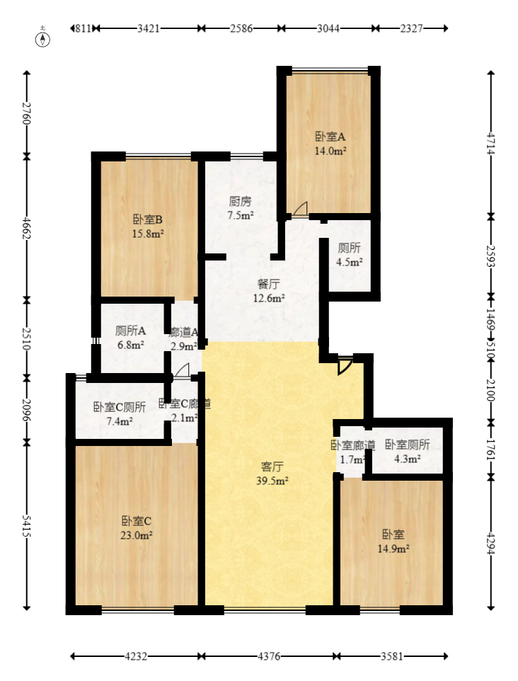 兰亭湾畔 4室2厅3卫 188.0万 兰亭湾畔 4室2厅3卫 188.0万户型图