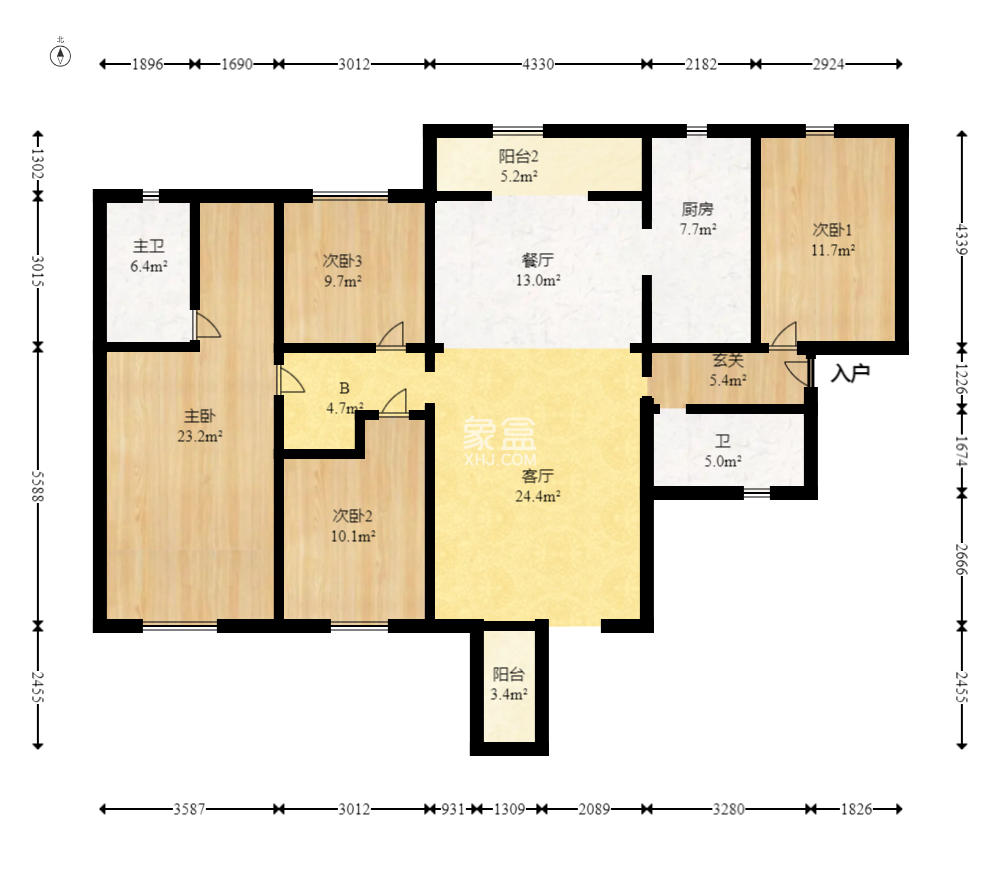 美来美城市广场 4室2厅2卫 88.0万 美来美城市广场 4室2厅2卫 88.0万户型图