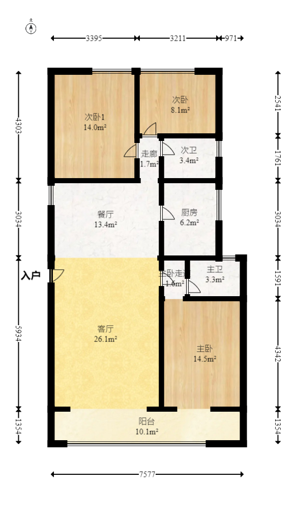 悠生海华  3室2厅2卫   300.00万室内图1