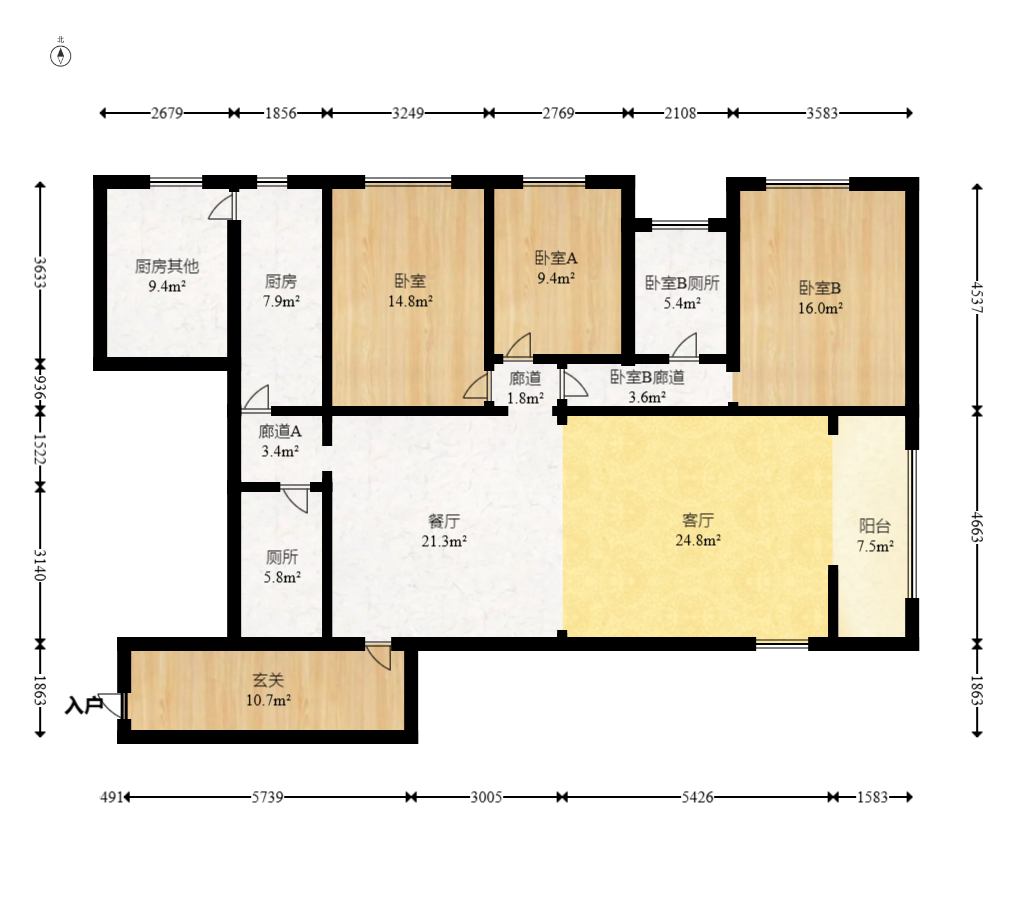 阳光100一期、四五期 3室2厅2卫 129.0万 阳光100一期、四五期 3室2厅2卫 129.0万户型图