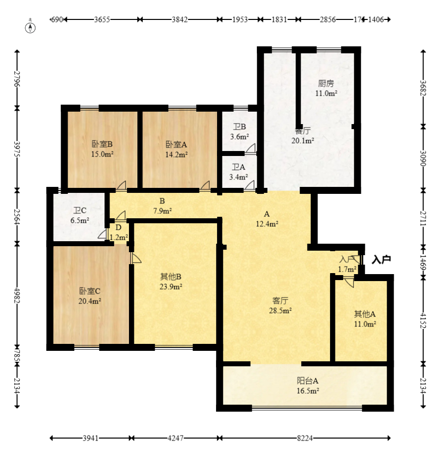 中天瑞景  5室2厅3卫    138.0万 中天瑞景  5室2厅3卫    138.0万户型图