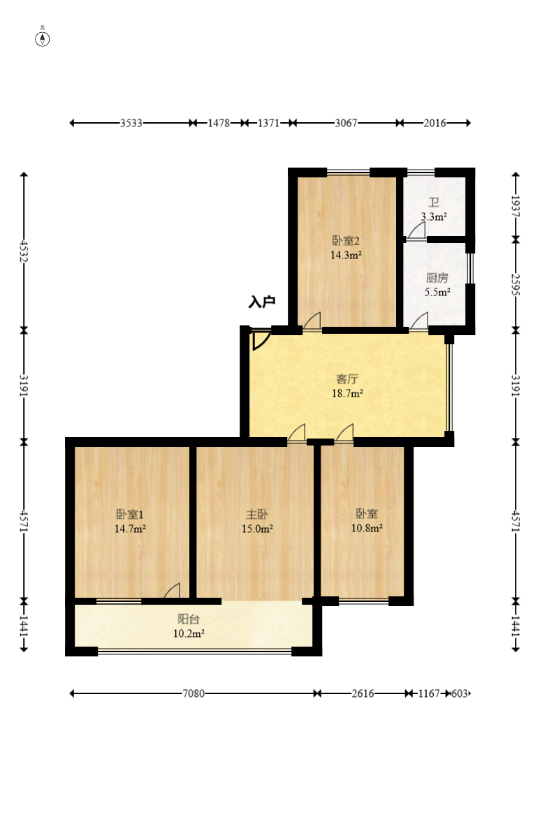 劳动服务宿舍  4室1厅1卫    80.0万 劳动服务宿舍  4室1厅1卫    80.0万户型图