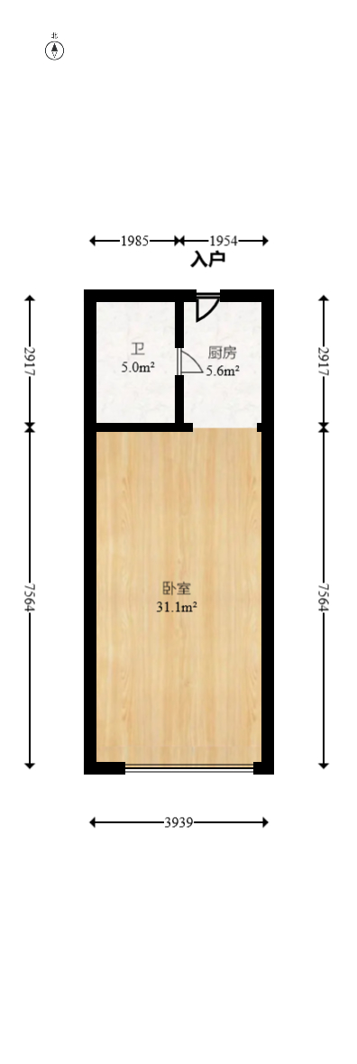 东宸19公馆  1室1厅1卫   51.00万室内图1