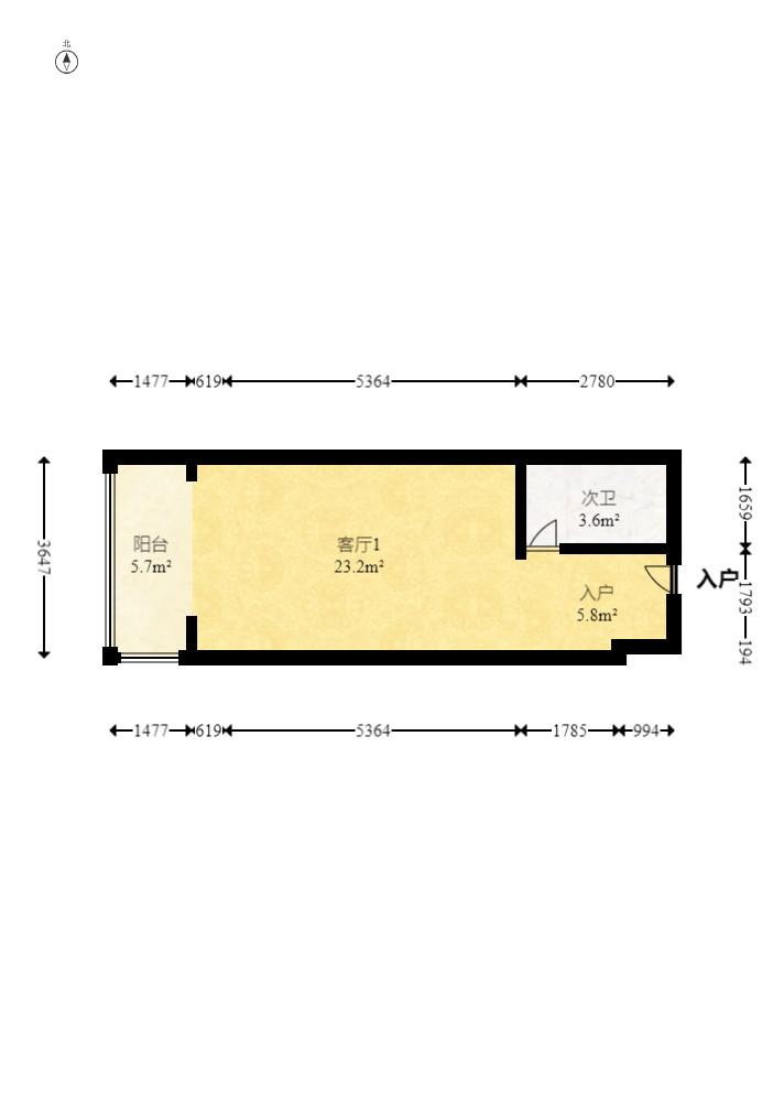 锦地翰城四期  3室2厅2卫    88.0万 锦地翰城四期  3室2厅2卫    88.0万户型图