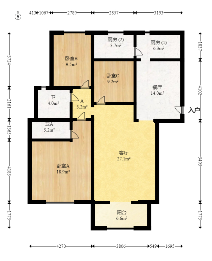 高鑫麓城  3室2厅2卫   139.50万室内图1