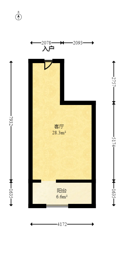 望兴景园二期（望兴西西里）  1室1厅1卫   32.00万室内图1