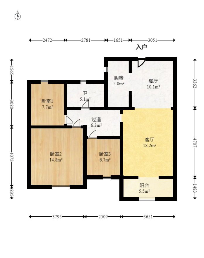 嘉宇银杉（嘉宇西苑）  3室2厅1卫   70.00万室内图1
