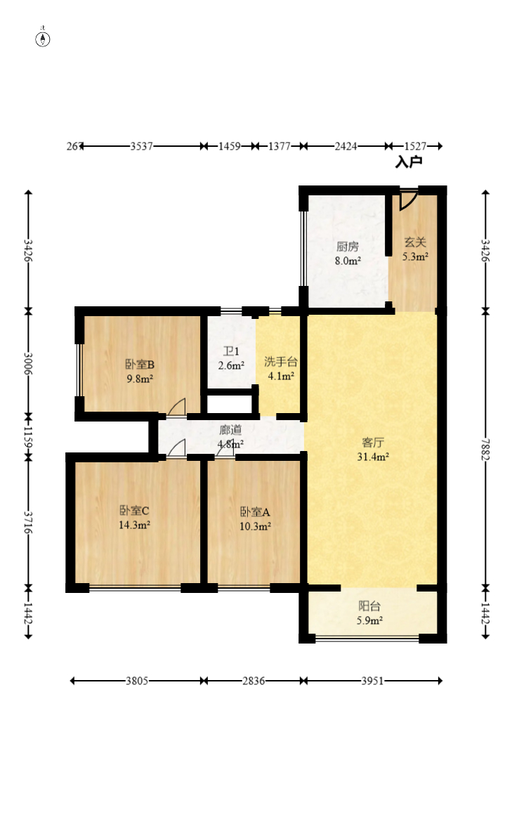 米兰春天  3室2厅1卫    55.0万 米兰春天  3室2厅1卫    55.0万户型图