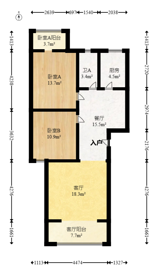 德润园  2室2厅1卫   55.00万室内图1