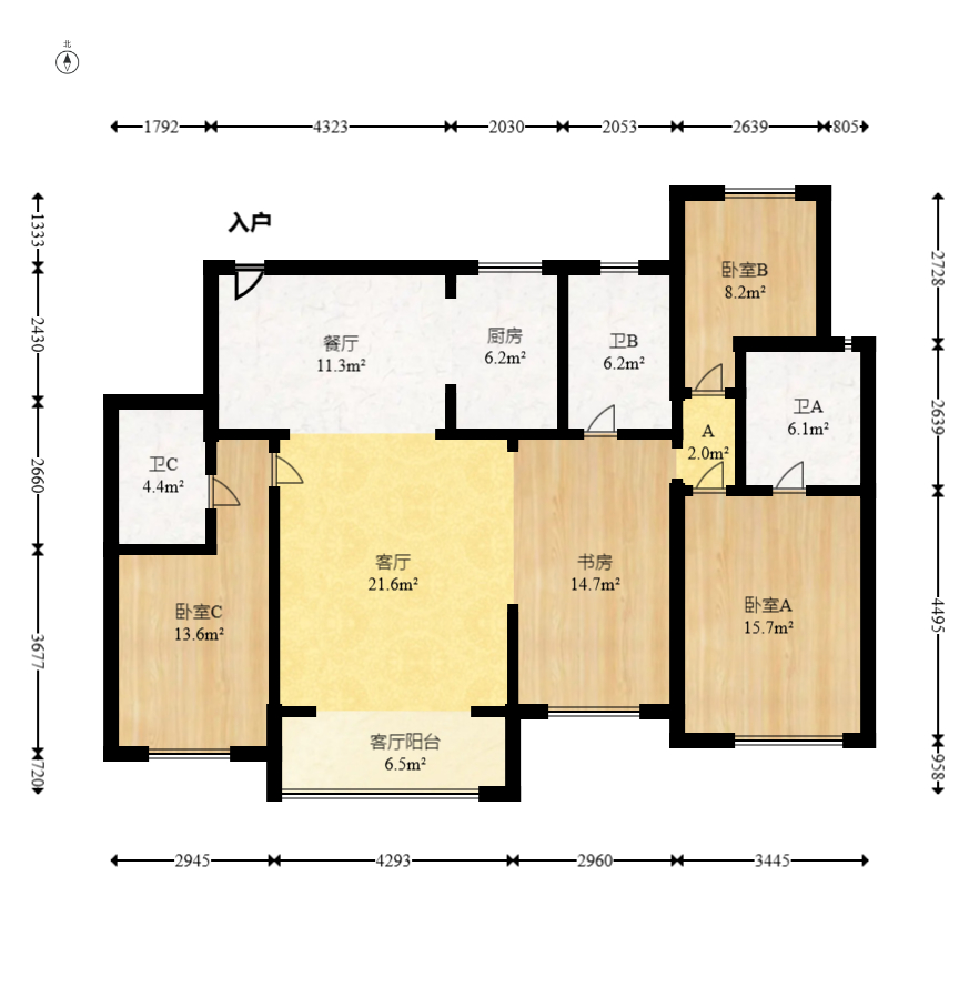 正荣滨江紫阙台  4室2厅2卫   230.00万室内图1