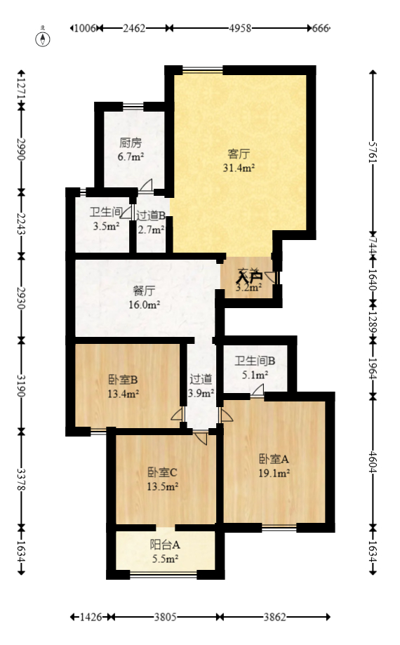 福乐名园  3室2厅2卫    99.0万 福乐名园  3室2厅2卫    99.0万户型图