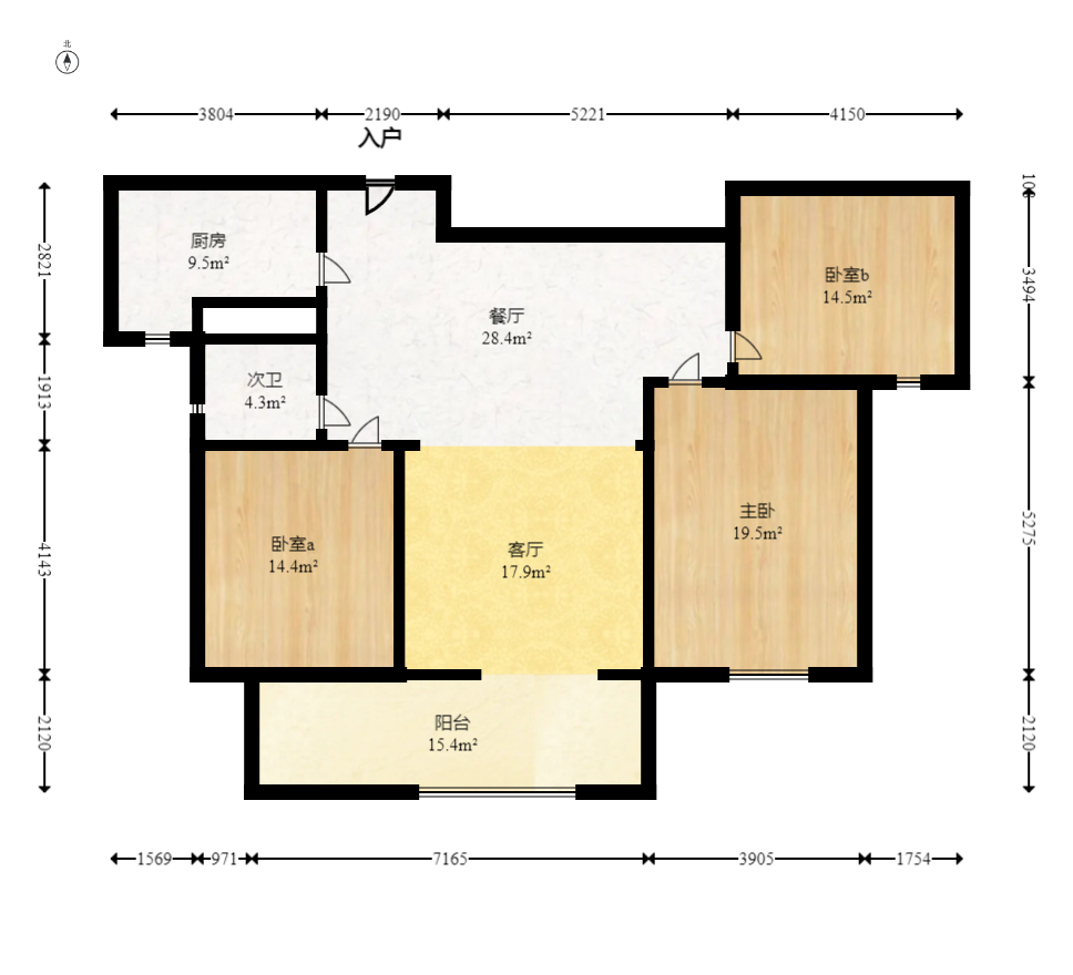 亿达智造小镇望天悦  3室2厅1卫    66.0万室内图1