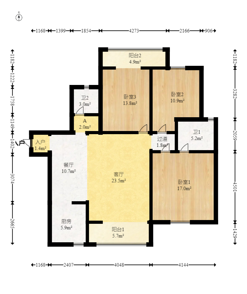 上河国际C区 3室2厅2卫 102.0万 上河国际C区 3室2厅2卫 102.0万户型图
