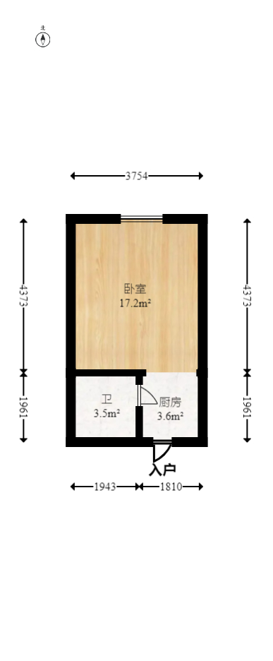 克拉美丽山庄（晟领国际）  1室1厅1卫   22.00万室内图1