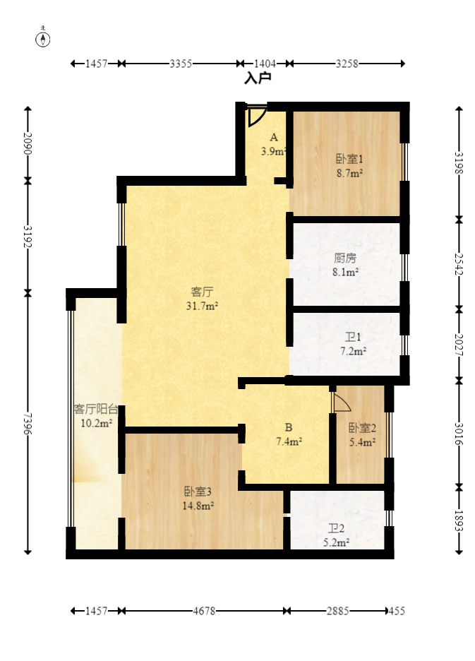 中建钰和城  3室2厅2卫   150.00万室内图1