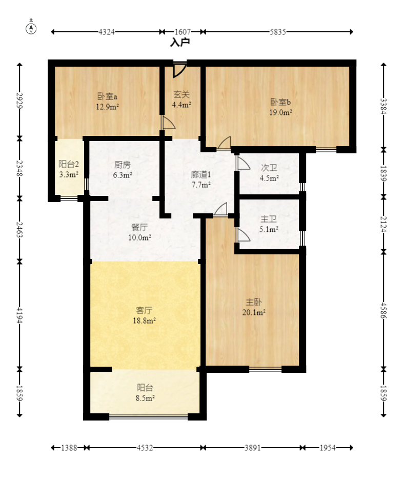 润和又一城 3室2厅2卫 77.8万 润和又一城 3室2厅2卫 77.8万户型图