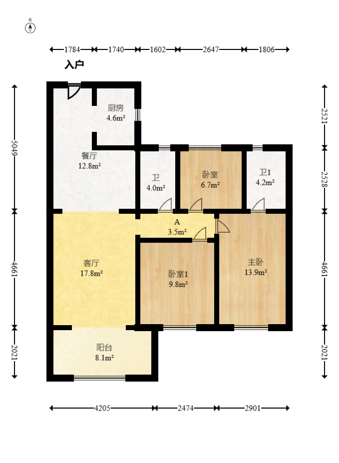 碧桂园翘楚棠 3室2厅1卫 95.0万 碧桂园翘楚棠 3室2厅1卫 95.0万户型图