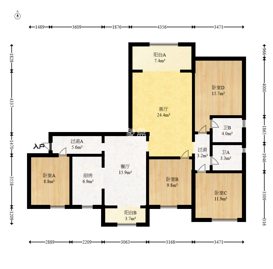 长房明宸府  4室2厅2卫    99.0万